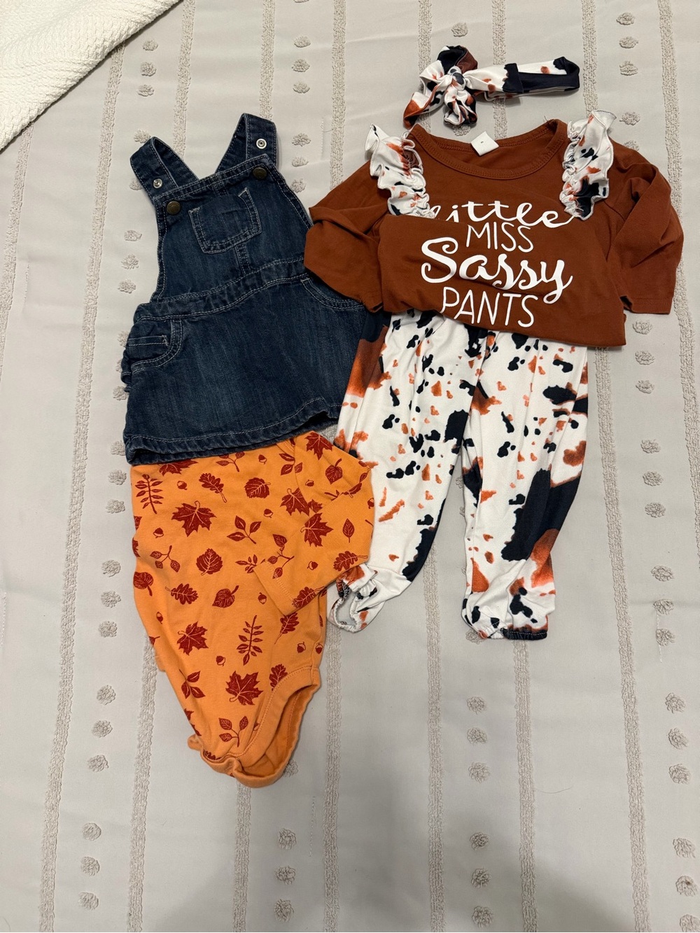 Little Miss Sassy Pants Rust Two-Piece Outfit with Headband